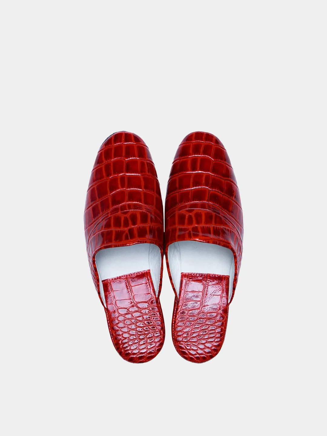 Women's "Red Crocodile" slippers Model 1135 Embossed Cowhide Leather