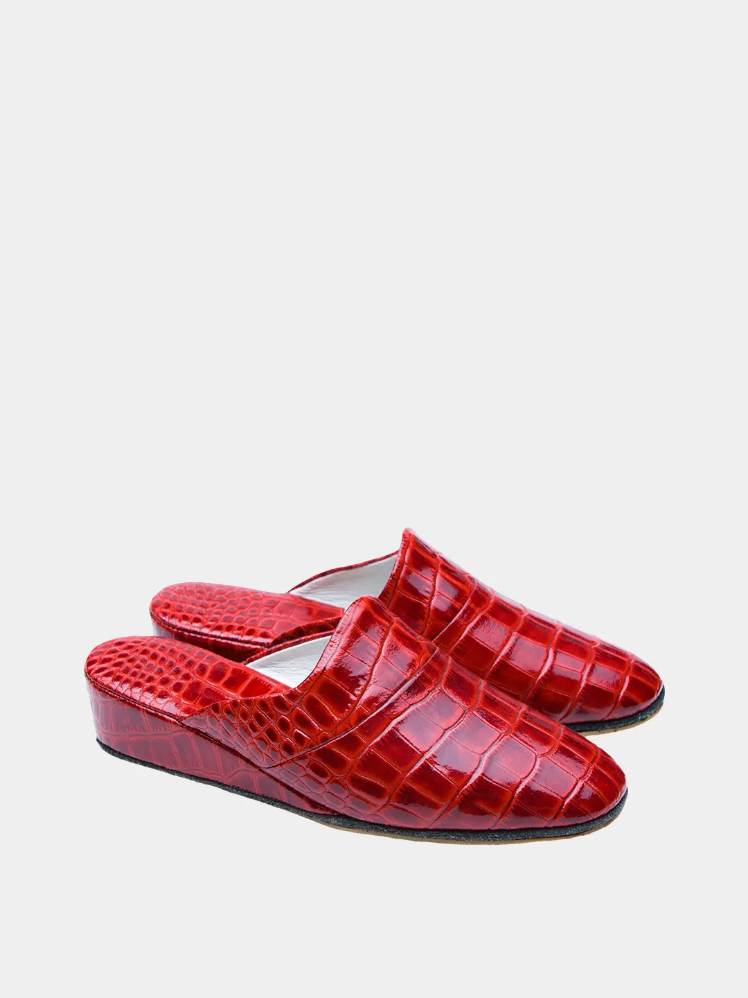 Women's "Red Crocodile" slippers Model 1135 Embossed Cowhide Leather