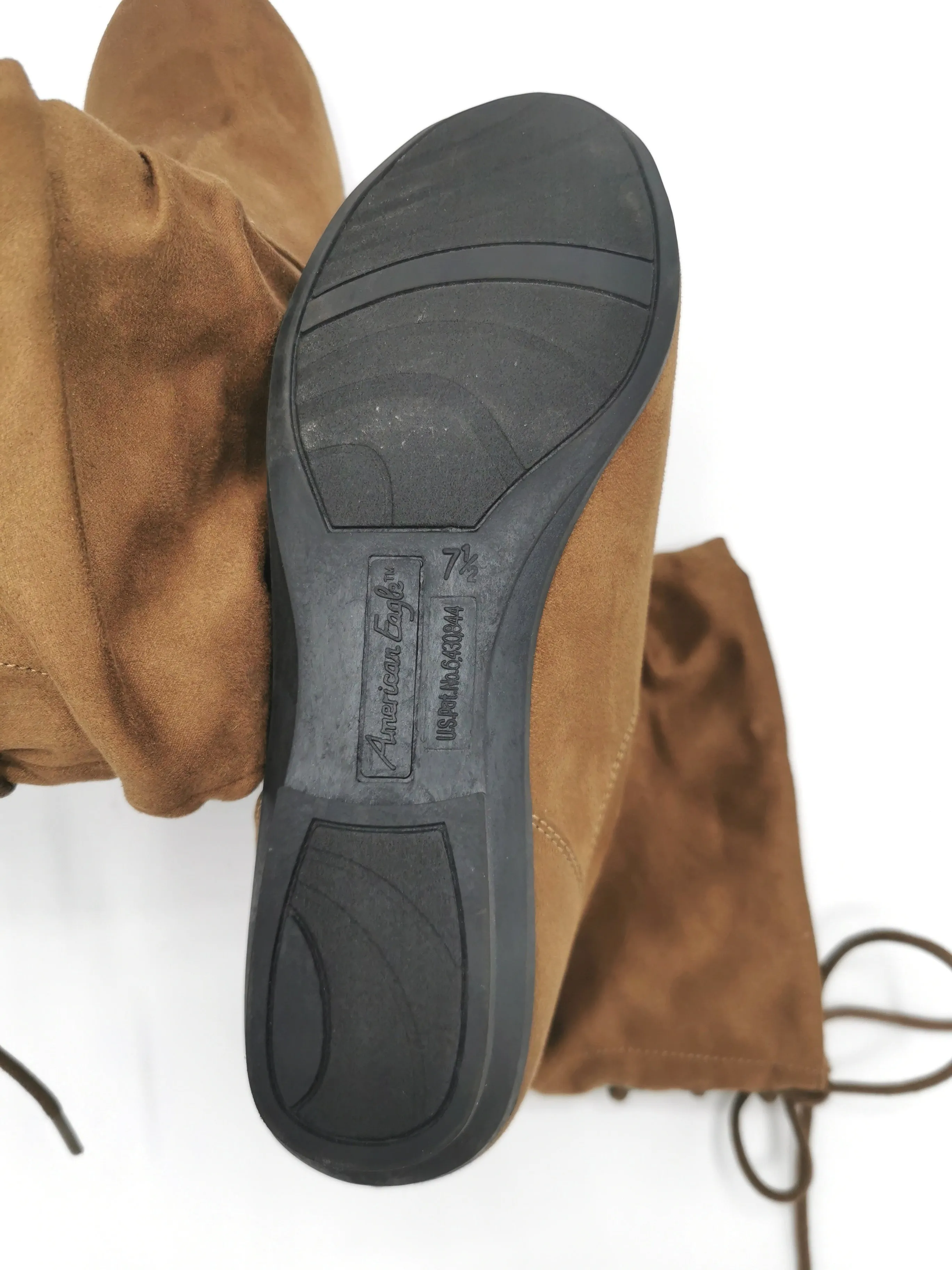 WOMENS SIZE 7.5 - AMERICAN EAGLE, Medium Brown, Faux Suede, Tie-back Ankle Booties EUC B21