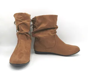 WOMENS SIZE 7.5 - AMERICAN EAGLE, Medium Brown, Faux Suede, Tie-back Ankle Booties EUC B21