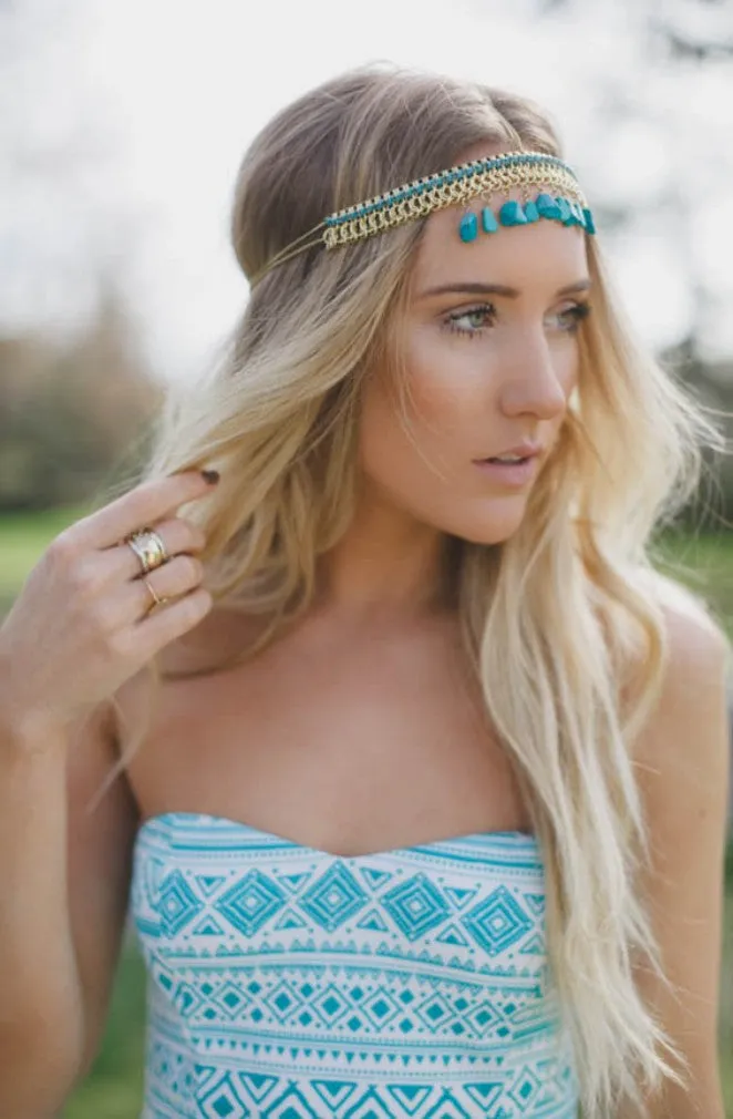 Worry Free Turquoise Head Chain