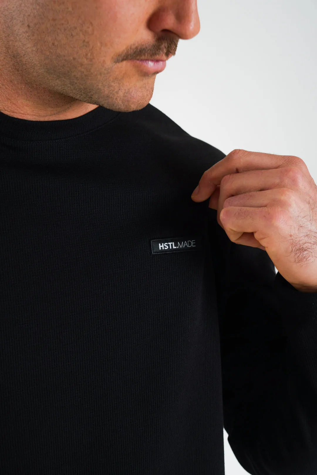 Woven Patch Long Sleeve Waffle Tee