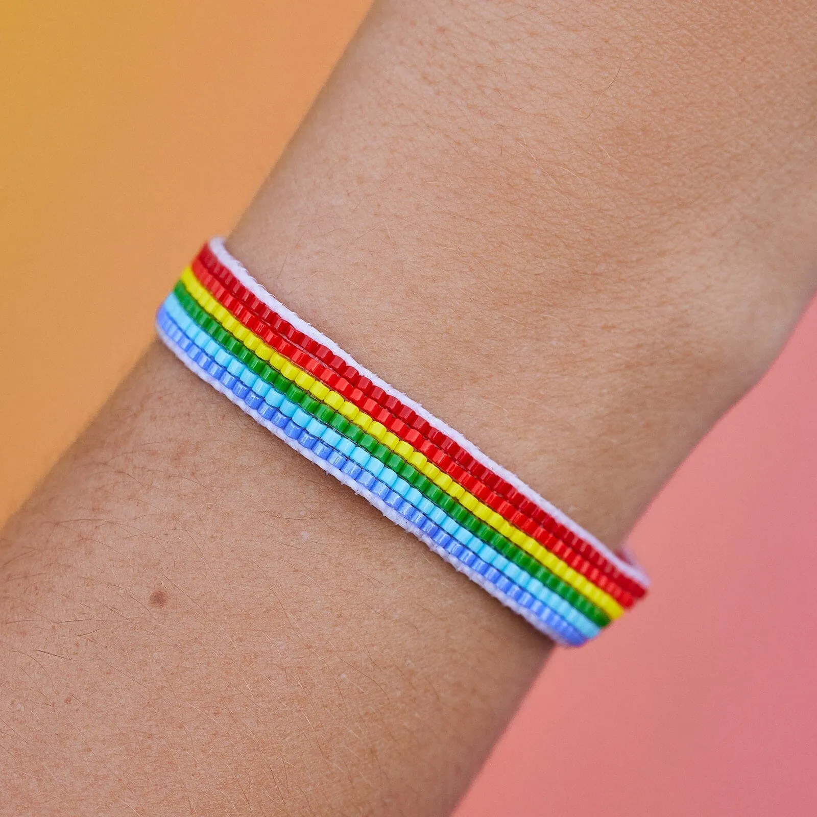 Woven Rainbow Seed Bead Bracelet