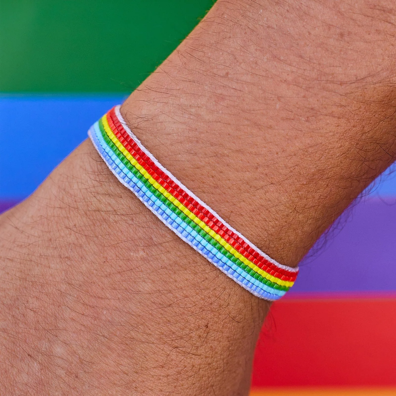 Woven Rainbow Seed Bead Bracelet