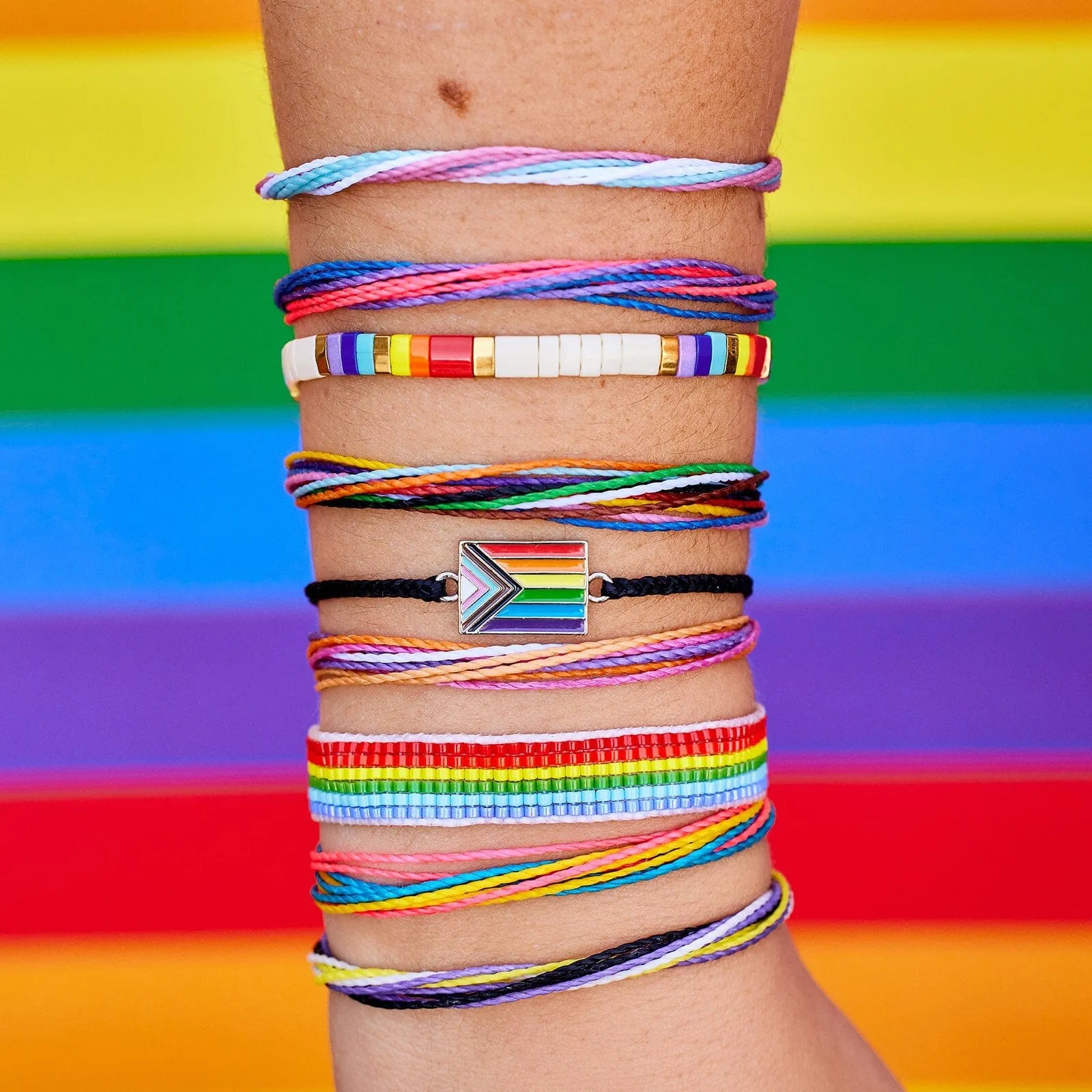 Woven Rainbow Seed Bead Bracelet